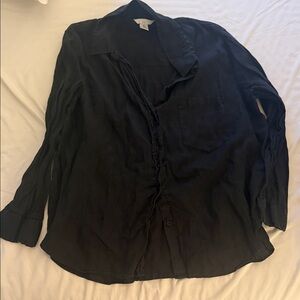 H&M Black Linen Button-Up Shirt